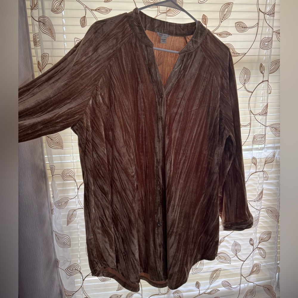 Citron Rich Gold Velvet Button Down Shirt